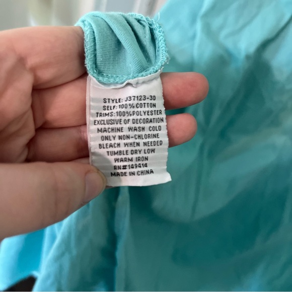 Johnny Was Osaka Embroidered Relaxed Cotton Knit Dress in Marine Blue Medium - Picture 8 of 10